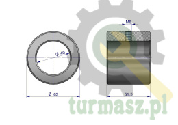 Tuleja stalowa wału dzielonego 63x40x52 otwór M8 Rozrzutnik