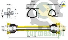 Wał przegubowo-teleskopowy 1010-1500mm 460Nm 50270 CE seria 4 AKSAN