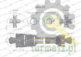 Wał przegubowo-teleskopowy 1010-1560mm 460Nm szerokokątny CE 2020 seria 3R WARYŃSKI