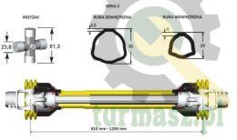 Wał przegubowo-teleskopowy 810-1200mm 250Nm 40250 CE seria 2 AKSAN