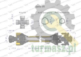 Wał przegubowo-teleskopowy 1010-1550mm 620Nm sprzęgło cierne 1200Nm 60970 CE 2020 seria 5R WARYŃSKI