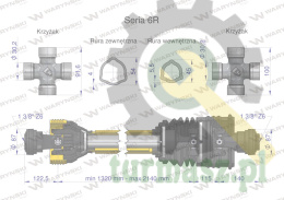 Wał przegubowo-teleskopowy 1320-2140mm 830Nm szerokokątny CE 2020 seria 6R Waryński