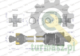 Wał przegubowo-teleskopowy 660-1000mm 830Nm szerokokątny CE 2020 seria 6R WARYŃSKI