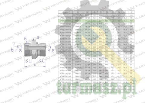 Przyłączka hydrauliczna BB (XGE) M12x1.5 06L x 1/4" BSP ED Waryński ( sprzedawane po 5 )