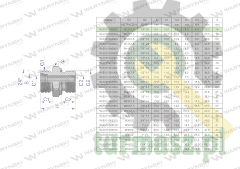 Przyłączka hydrauliczna BB (XGE) M12x1.5 06L x 1/8" BSP ED Waryński ( sprzedawane po 10 )