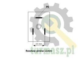 Wtyczka elektryczna wąska 3-pin (2+PE) rozstaw styków 11mm. PG9