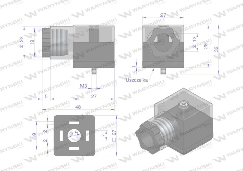 Wtyczka elektryczna W-WTYKVDC 12V 24V (SP666) do zasilania cewek elektromagnetycznych z diodą i uszczelką Waryński Wtyczka elektryczna W-WTYKVDC 12V 24V (SP666) do zasilania cewek elektromagnetycznych z diodą i uszczelką Waryński