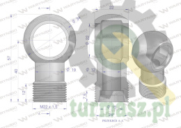 Złączka Oczkowa Fi22-15L (M22X1.5) Waryński ( sprzedawane po 2 )
