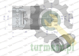 Szybkozłącze hydrauliczne gniazdo M14x1.5 gwint zewnętrzny EURO PUSH-PULL (ISO 7241-A) z eliminatorem ciśnienia Waryński