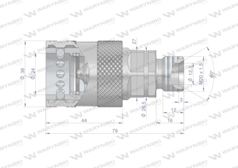 Szybkozłącze hydrauliczne gniazdo z eliminatorem ciśnienia M20x1.5 gwint zew. EURO PUSH-PULL (9100822G) (ISO 7241-A) Waryński Szybkozłącze hydrauliczne gniazdo z eliminatorem ciśnienia M20x1.5 gwint zew. EURO PUSH-PULL (9100822G) (ISO 7241-A) Waryński