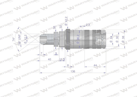 Szybkozłącze hydrauliczne zrywalne seria WIA3CV (3CFPV) 68 l/min gniazdo long 7/8" UNF gwint zewnętrzny EURO PUSH-PULL (ISO 7241 Szybkozłącze hydrauliczne zrywalne seria WIA3CV (3CFPV) 68 l/min gniazdo long 7/8" UNF gwint zewnętrzny EURO PUSH-PULL (ISO 7241