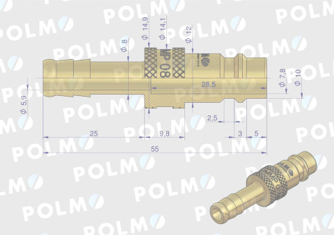 Szybkozłącze pneumatyczne P26 NW7.2 wtyczka pod wąż DN08mm POLMO ( sprzedawane po 5 ) Szybkozłącze pneumatyczne P26 NW7.2 wtyczka pod wąż DN08mm POLMO ( sprzedawane po 5 )