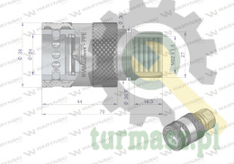 Szybkozłącze hydrauliczne gniazdo z eliminatorem ciśnienia M22x1.5 gwint wew. EURO PUSH-PULL (ISO 7241-A) Waryński