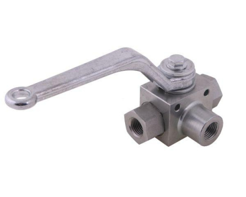 Zawór kulowy hydrauliczny 3-drogowy 3/2 - 1/4"BSP z otworami mocującymi 500 bar Waryński Zawór kulowy hydrauliczny 3-drogowy 3/2 - 1/4"BSP z otworami mocującymi 500 bar Waryński