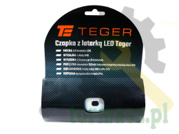 Latarka czołówka czapka LED COB ład USB Teger