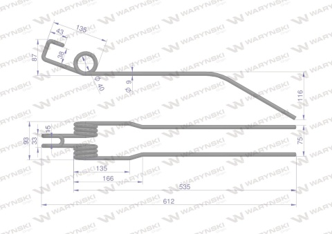 Palec zgrabiarka zastosowanie Deutz Fahr WARYŃSKI W-16504331 Palec zgrabiarka zastosowanie Deutz Fahr WARYŃSKI W-16504331