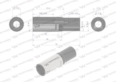 Nasadka sześciokątna 1/2". 17 mm. długa. CrV50BV30. DIN 3124. Waryński Nasadka sześciokątna 1/2". 17 mm. długa. CrV50BV30. DIN 3124. Waryński
