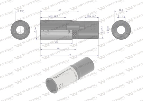 Nasadka sześciokątna 1/2". 18 mm. długa. CrV50BV30. DIN 3124. Waryński Nasadka sześciokątna 1/2". 18 mm. długa. CrV50BV30. DIN 3124. Waryński