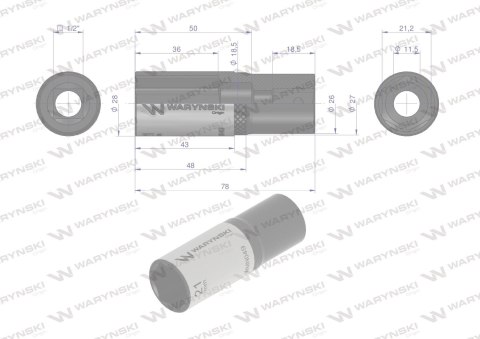 Nasadka sześciokątna 1/2". 21 mm. długa. CrV50BV30. DIN 3124. Waryński Nasadka sześciokątna 1/2". 21 mm. długa. CrV50BV30. DIN 3124. Waryński