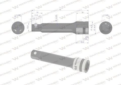 Przedłużka 3/8". 75mm, Waryński Przedłużka 3/8". 75mm, Waryński