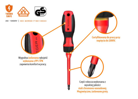 Zestaw wkrętaków VDE PROFESSIONAL 13 szt / Certyfikat GS/VDE / TEGER Zestaw wkrętaków VDE PROFESSIONAL 13 szt / Certyfikat GS/VDE / TEGER