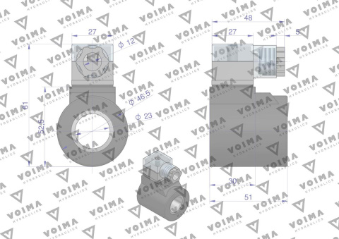 Cewka do rozdzielacza (elektrozawór CETOP 3 NG6) 50L 12V VOIMA Cewka do rozdzielacza (elektrozawór CETOP 3 NG6) 50L 12V VOIMA