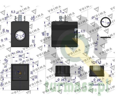 Cewka do rozdzielacza hydraulicznego 40L 24V VOIMA