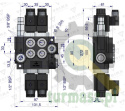 Rozdzielacz hydrauliczny 2-sekcyjny sterowany elektrycznie 12V 40L VOIMA