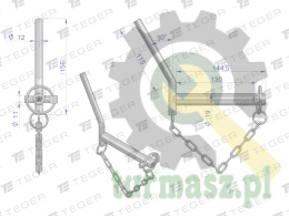 Sworzeń zaczepu z wygiętym uchwytem 19x130 TEGER