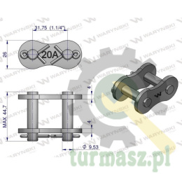 Zamek łańcucha wzmocniony Z20A-1 ANSI A 100 (R1 1.1/4) Waryński ( sprzedawane po 5 )