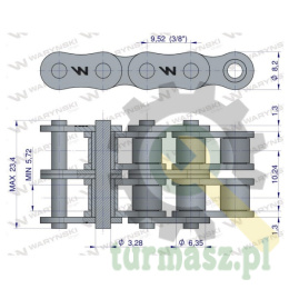 Łańcuch rolkowy 06B-2 (R2 3/8) 5 m Waryński