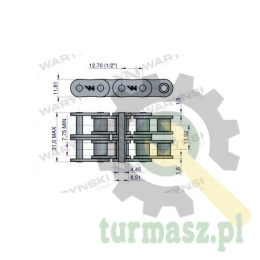 Łańcuch rolkowy 08B-2 (R2 1/2) 5 m Waryński