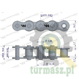 Łańcuch rolkowy 10B-1 (R1 5/8) 2.5 m Waryński