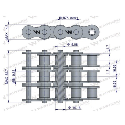 Łańcuch rolkowy 10B-3 (R3 5/8) 5 m Waryński Łańcuch rolkowy 10B-3 (R3 5/8) 5 m Waryński