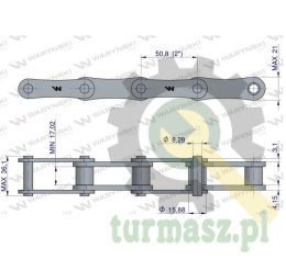 Łańcuch rolkowy 216B (R1 2) 5 m Waryński