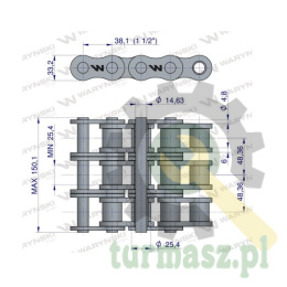 Łańcuch rolkowy 24B-3 (R3 1.1/2) 5 m Waryński