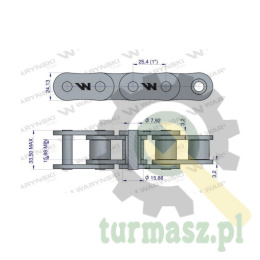 Łańcuch rolkowy wzmocniony 16A-1 ANSI A 80 (R1 1) 5m Waryński