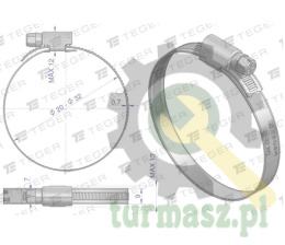 Opaska zaciskowa 20-32 ślimakowa (obejma W2 - stal nierdzewna) szerkość 9mm TEGER ( sprzedawane po 50 )