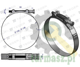 Opaska zaciskowa GBS 140-148 (obejma W2 - stal nierdzewna) szerkość 26mm TEGER ( sprzedawane po 5 )