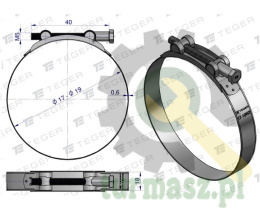 Opaska zaciskowa GBS 17-19 (obejma W2 - stal nierdzewna) szerkość 18mm TEGER ( sprzedawane po 10 )