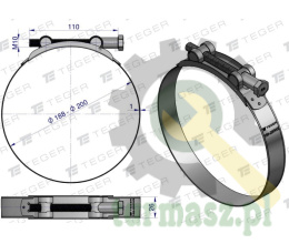 Opaska zaciskowa GBS 188-200 (obejma W2 - stal nierdzewna) szerkość 26mm TEGER ( sprzedawane po 5 )