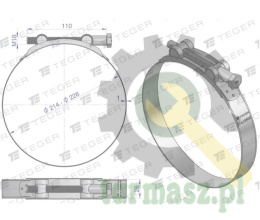 Opaska zaciskowa GBS 214-226 (obejma W2 - stal nierdzewna) szerkość 26mm TEGER ( sprzedawane po 5 )