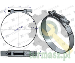 Opaska zaciskowa GBS 23-25 (obejma W1 - stal ocynkowana) szerkość 18mm TEGER ( sprzedawane po 10 )