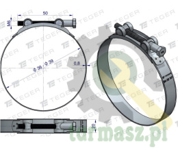 Opaska zaciskowa GBS 36-39 (obejma W1 - stal ocynkowana) szerkość 20mm TEGER ( sprzedawane po 10 )