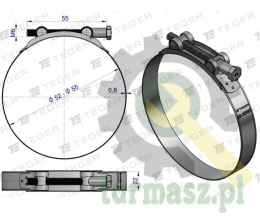 Opaska zaciskowa GBS 52-55 (obejma W2 - stal nierdzewna) szerkość 22mm TEGER ( sprzedawane po 10 )