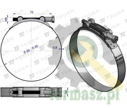 Opaska zaciskowa GBS 80-85 (obejma W2 - stal nierdzewna) szerkość 24mm TEGER ( sprzedawane po 5 )