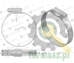 Opaska zaciskowa wzmocniona 20-32 ślimakowa (obejma W2 - stal nierdzewna) szerkość 12mm TEGER ( sprzedawane po 50 )