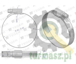 Opaska zaciskowa wzmocniona 25-40 ślimakowa (obejma W2 - stal nierdzewna) szerkość 12mm (blister) TEGER ( sprzedawane po 10 )