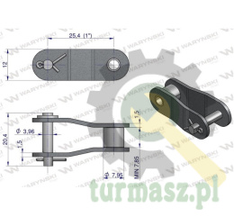 Półogniwo łańcucha 2040 208A (R1 1) Waryński ( sprzedawane po 5 )