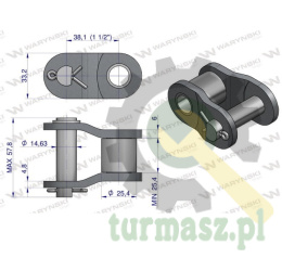 Półogniwo łańcucha P24B1 (R1 1.1/2) Waryński ( sprzedawane po 2 )